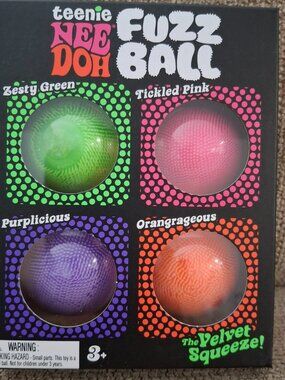 Authentic! NeeDoh Teenie Fuzz Ball 4 Pack, Fast Ship